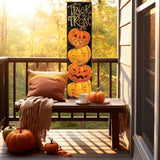36" Black And Orange Solid Wood Trick or Treat Halloween Pumpkin Porch Sign