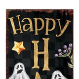 36" Black Gold Orange And Purple Solid Wood Happy Halloween Ghost Porch Sign