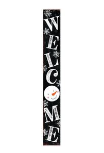 72" Black And White Solid Wood Welcome Snowman Porch Sign