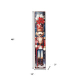 48" Blue White And Red Christmas Nutcracker Solid Wood Porch Sign