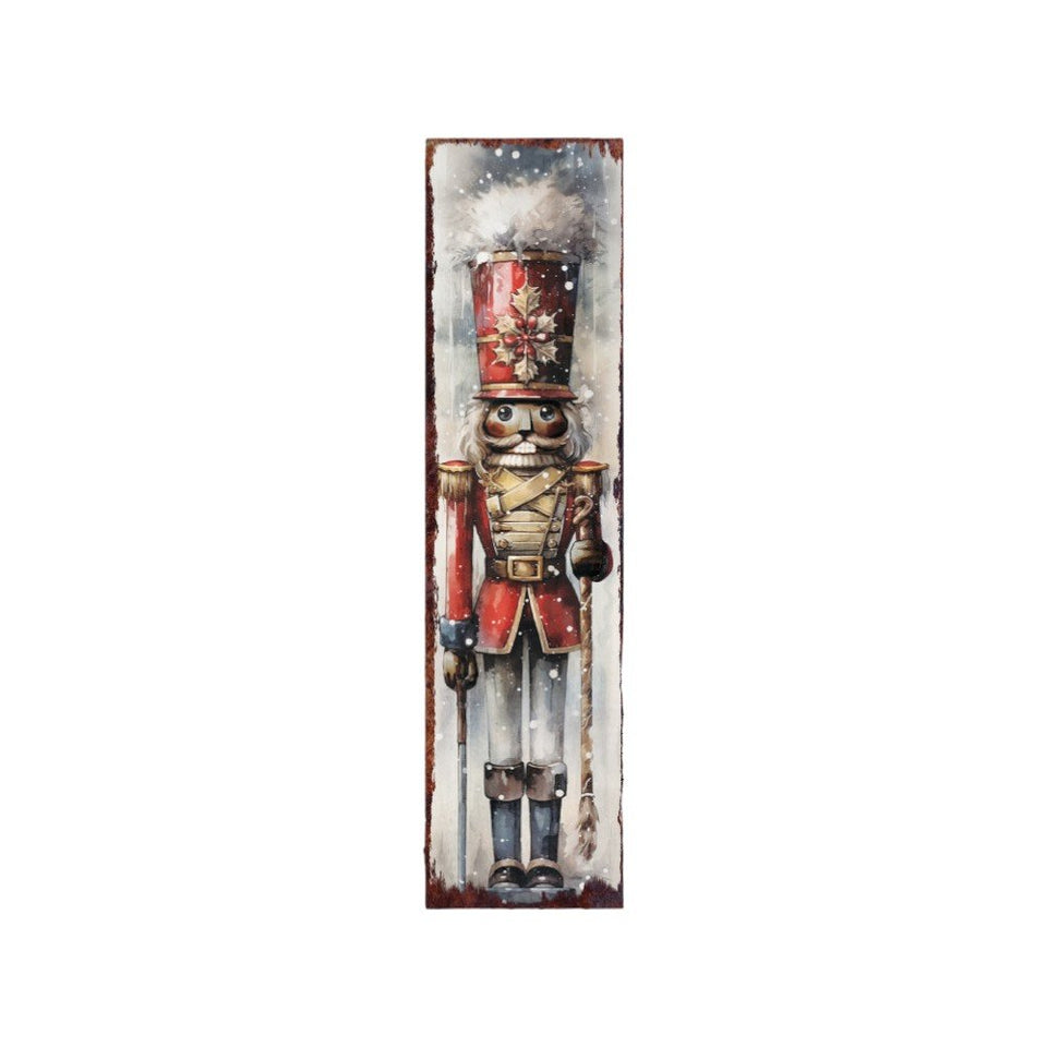 36" Black Red And White Solid Wood Christmas Nutcracker Porch Sign