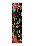 36" Black Gold Green And Red Solid Wood Poinsettia Merry Christmas  Porch Sign