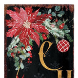 36" Black Gold Green And Red Solid Wood Poinsettia Merry Christmas  Porch Sign
