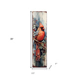 36" Blue Red And White Solid Wood Christmas Birds Porch Sign