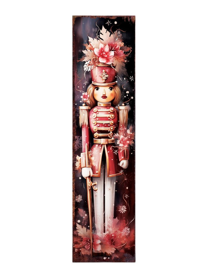 36" Blue White And Red Christmas Nutcracker Solid Wood Porch Sign