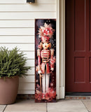 36" Blue White And Red Christmas Nutcracker Solid Wood Porch Sign