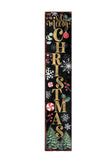 48" Black Gold Green And Red Solid Wood Merry Christmas Porch Sign