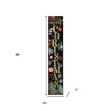 48" Black Gold Green And Red Solid Wood Merry Christmas Porch Sign