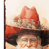 36" Red Green And White Solid Wood Christmas Cowboy Santa Porch Sign