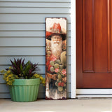 36" Red Green And White Solid Wood Christmas Cowboy Santa Porch Sign