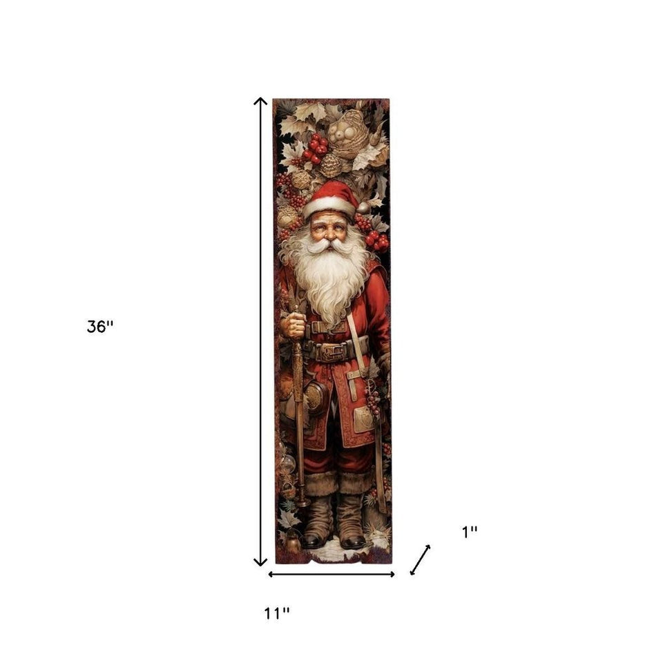 36" Black And Red Solid Wood Christmas Santa Porch Sign