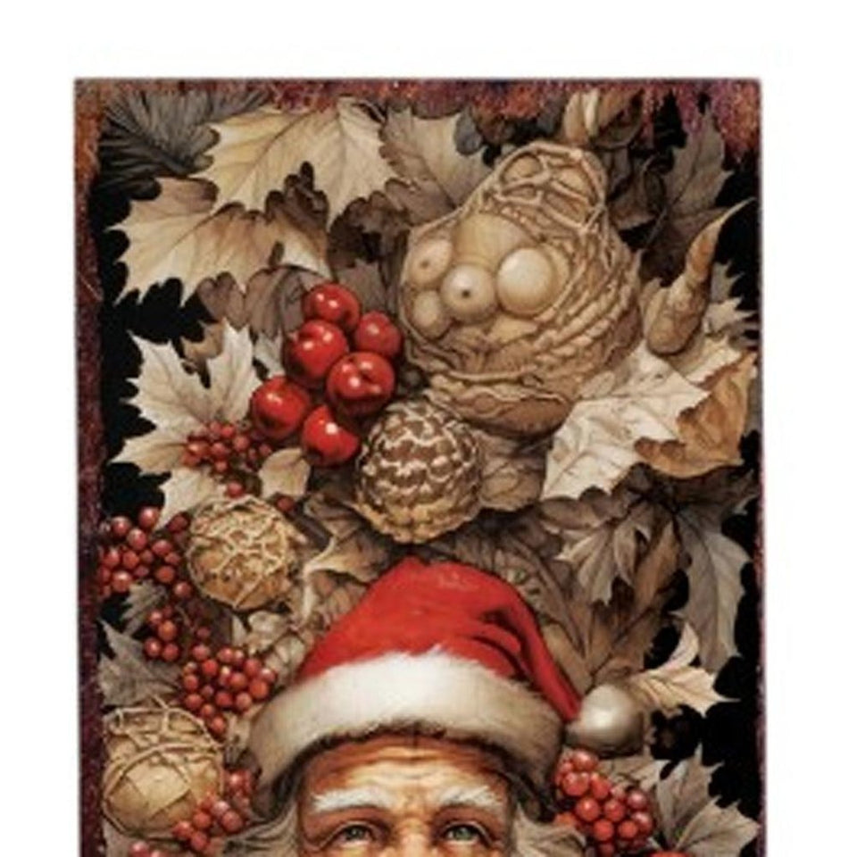 36" Black And Red Solid Wood Christmas Santa Porch Sign