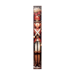 72" Black And Red Solid Wood Christmas Female Nutcracker Porch Sign