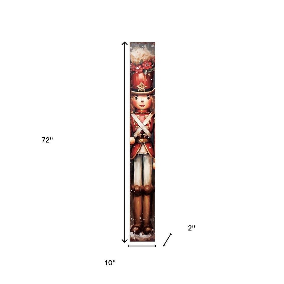 72" Black And Red Solid Wood Christmas Female Nutcracker Porch Sign