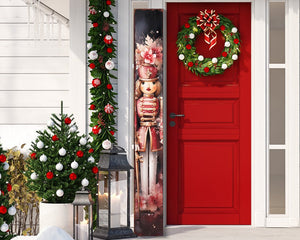 72" Black And Pink Solid Wood Christmas Female Nutcracker Porch Sign