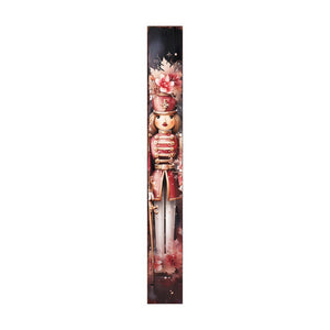72" Black And Pink Solid Wood Christmas Female Nutcracker Porch Sign