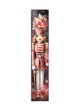 48" Pink And White Christmas Female Nutcracker Solid Wood Porch Sign
