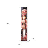 48" Pink And White Christmas Female Nutcracker Solid Wood Porch Sign
