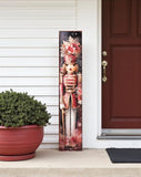 48" Pink And White Christmas Female Nutcracker Solid Wood Porch Sign