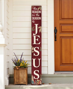 72" Red Solid Wood Reason For The Season Christmas Wreath Porch Sign