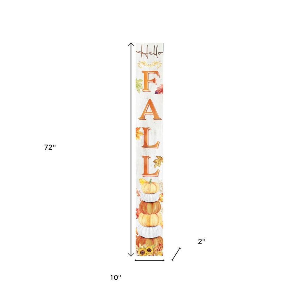 72" Brown Orange And White Solid Wood Happy Fall Porch Sign