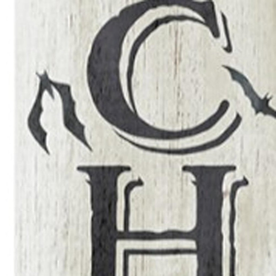 72" Black And White Solid Wood Welcome Home Halloween Witch Porch Sign