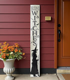 72" Black And White Solid Wood Welcome Home Halloween Witch Porch Sign