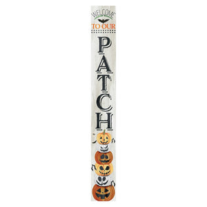 72" Black Orange And White Solid Wood Welcome Halloween Jack-O-Lantern Porch Sign