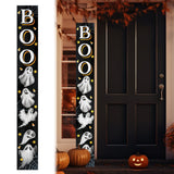 72" Black White And Orange Halloween Ghost Solid Wood Porch Sign
