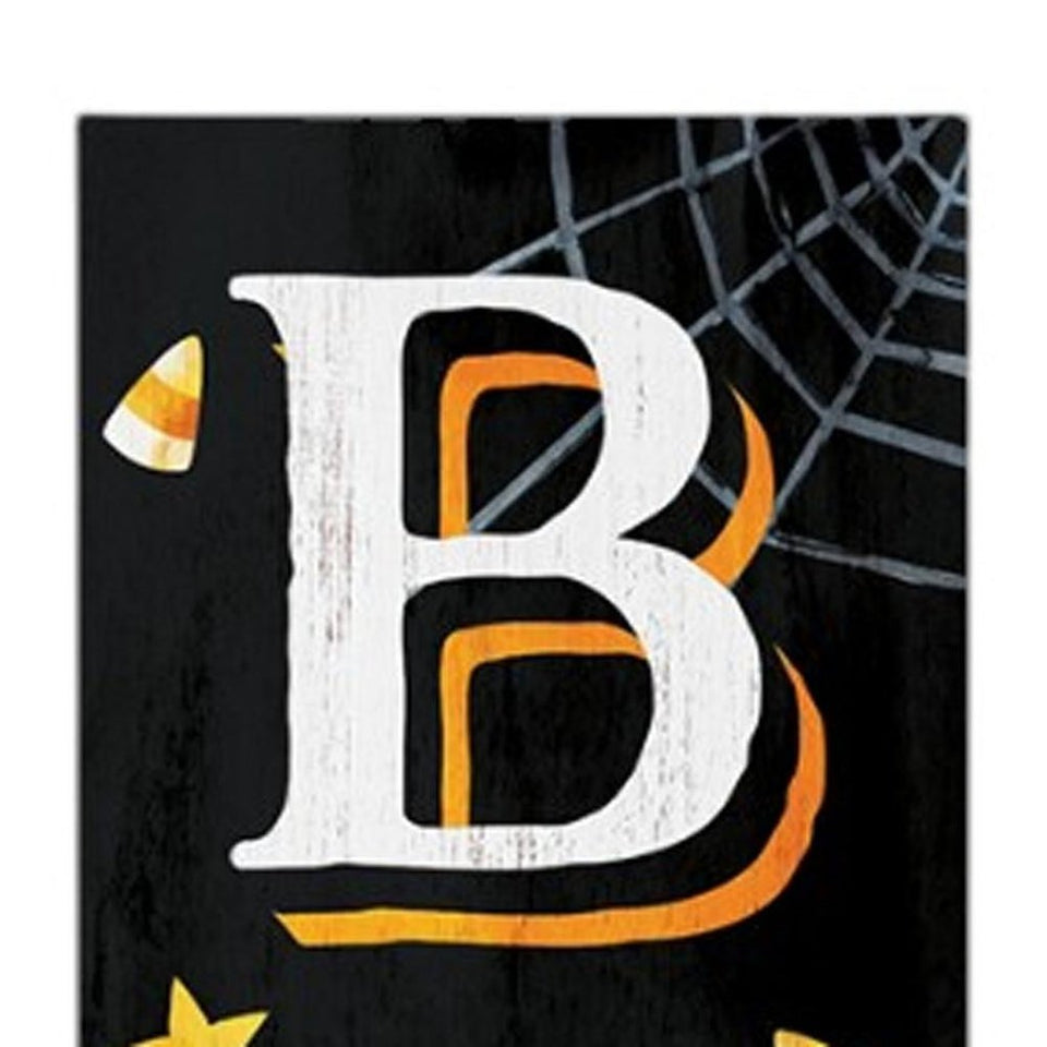 72" Black White And Orange Halloween Ghost Solid Wood Porch Sign