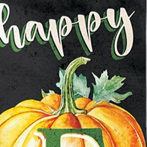 36" Black And Orange Solid Wood Happy Fall Pumpkin Porch Sign