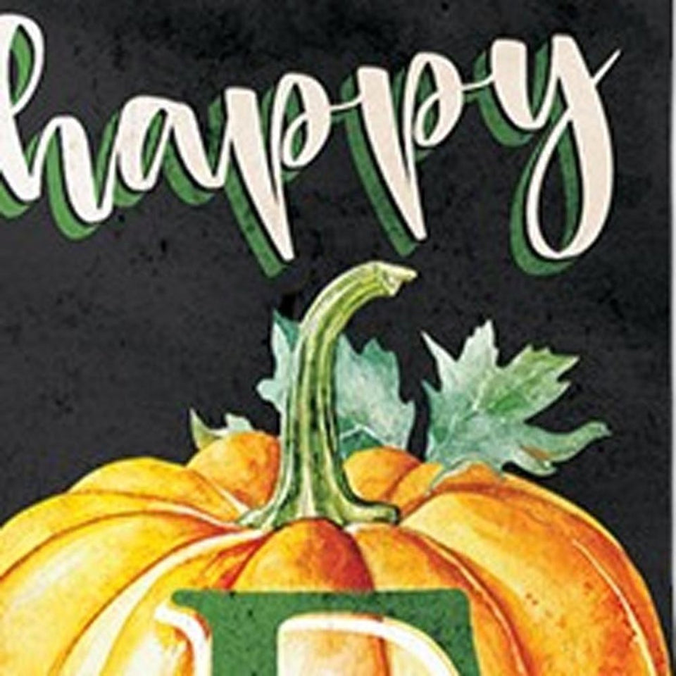 36" Black And Orange Solid Wood Happy Fall Pumpkin Porch Sign