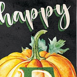 36" Black And Orange Solid Wood Happy Fall Pumpkin Porch Sign