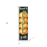 36" Black And Orange Solid Wood Happy Fall Pumpkin Porch Sign