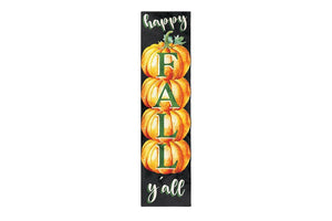 36" Black And Orange Solid Wood Happy Fall Pumpkin Porch Sign