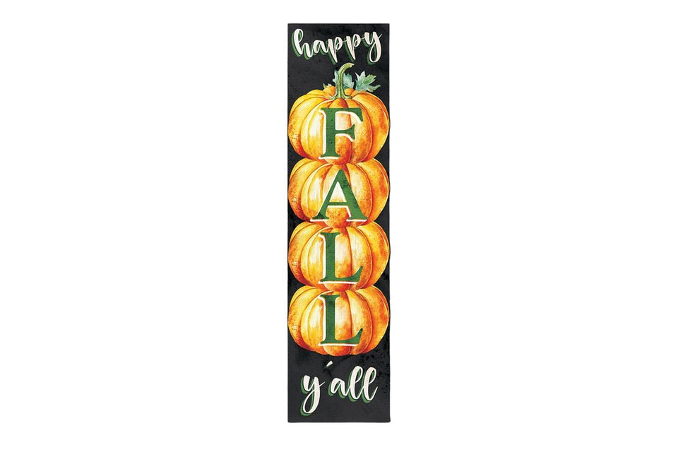 36" Black And Orange Solid Wood Happy Fall Pumpkin Porch Sign