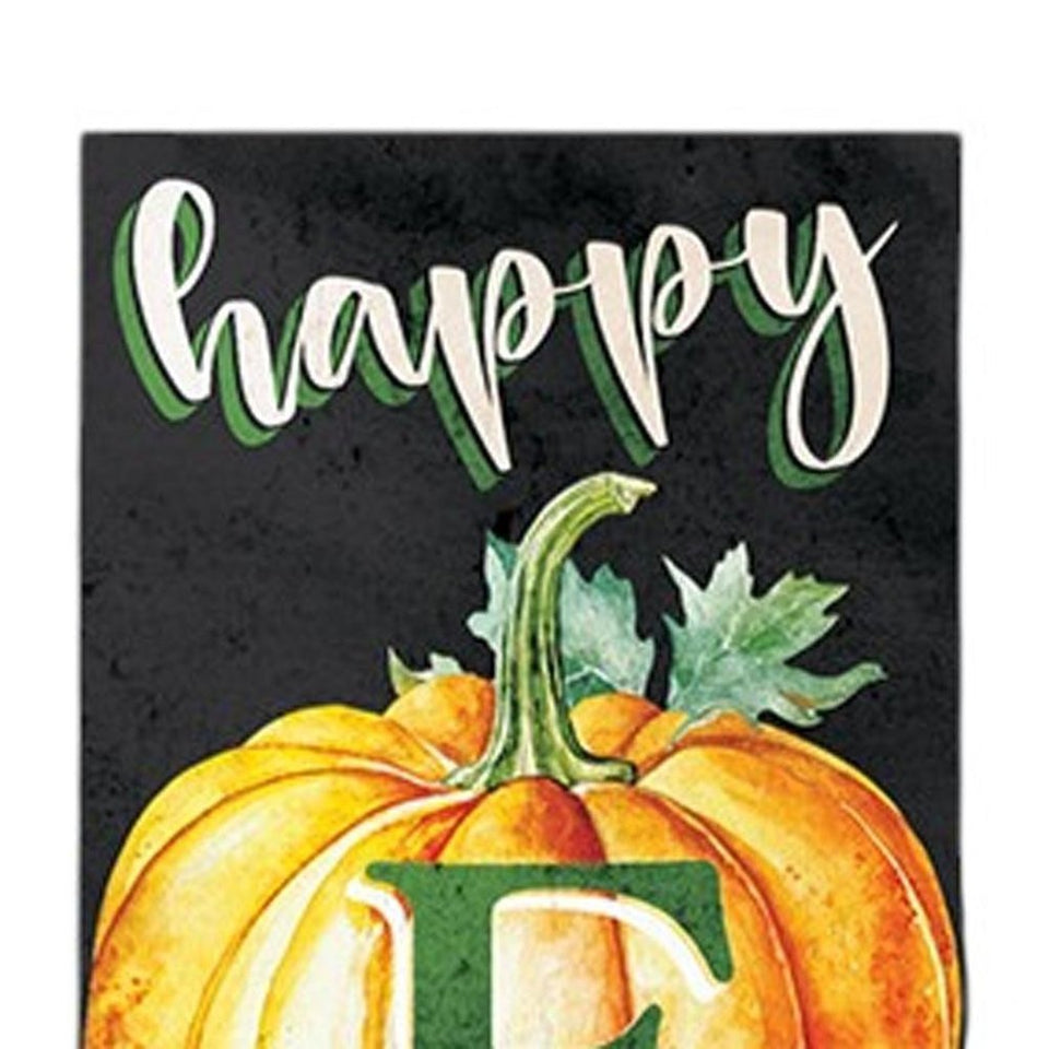 36" Black And Orange Solid Wood Happy Fall Pumpkin Porch Sign