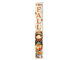 72" Brown Orange And White Solid Wood Happy Fall Scarecrow Porch Sign