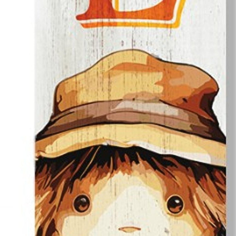 72" Brown Orange And White Solid Wood Happy Fall Scarecrow Porch Sign