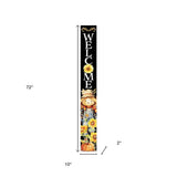 72" Black White Yellow And Orange Solid Wood Porch Sign