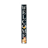 72" Black Orange And White Solid Wood Welcome Porch Sign