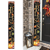 72" Black Gold And Orange Solid Wood Porch Sign