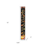 72" Black Gold And Orange Solid Wood Porch Sign