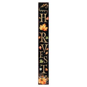 72" Black Gold And Orange Solid Wood Happy Harvest Pumpkin Porch Sign