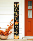72" Black Gold And Orange Solid Wood Welcome Porch Sign