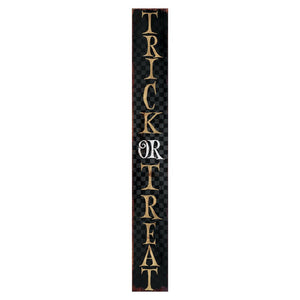 72" Black And Gold Solid Wood Trick or Treat Halloween Porch Sign