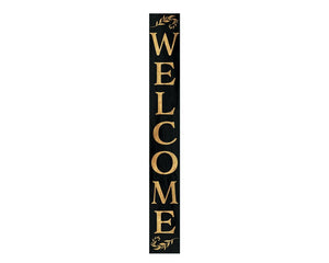72" Black And Gold Solid Wood Welcome  Porch Sign