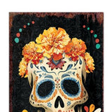 72" Black Gold And Orange Solid Wood Bienvenidos Skull Porch Sign