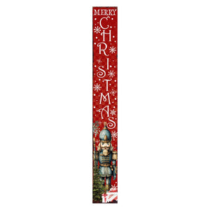 72" Red Solid Wood Merry Christmas Nutcracker Porch Sign