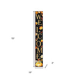 72" Black Gold And Orange Solid Wood Welcome Leaves Porch Sign